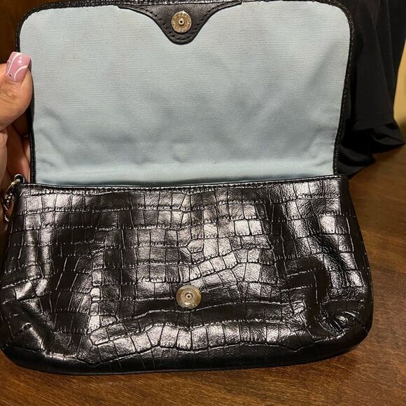 COACH CROC EMBOSSED LEATHER MINI PURSE/WRISTLET - Picture 3 of 5